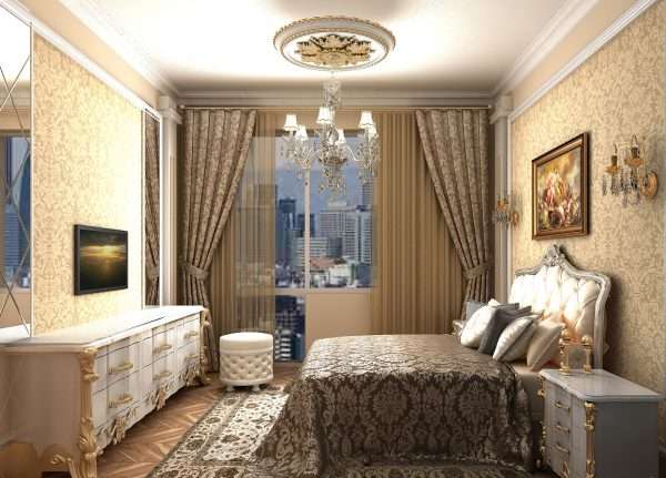 Благородство и роскошь классичекого интерьера спальни