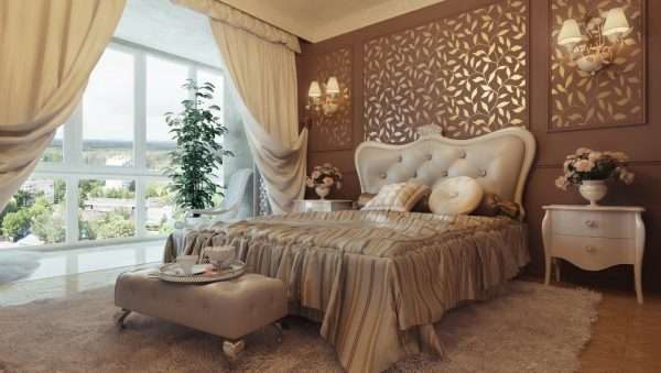Дизайн спальни в классическом стиле.