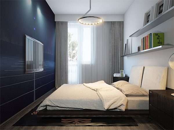 Однотонная ткань для штор и покрывала - лучший вариант для спальни 12 м