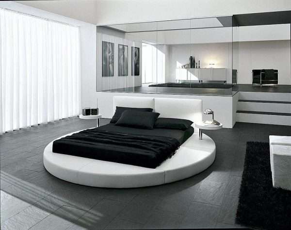 Мебель необычной формы для спальни в стиле хай-тек