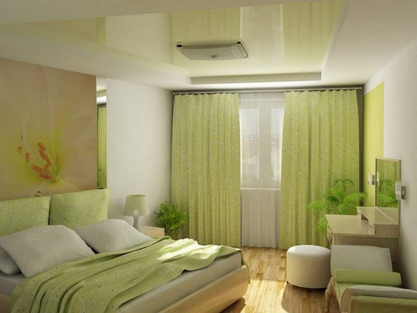 Дизайн спальной комнаты в фисташковых тонах