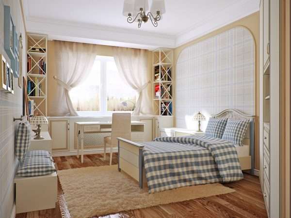 Льняные шторы в спальне в стиле прованс