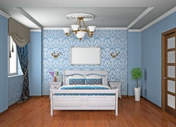 Дизайн голубой спальни