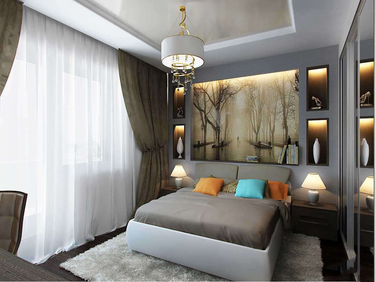Дизайн спальни в современном стиле фото в частном доме с одним окном