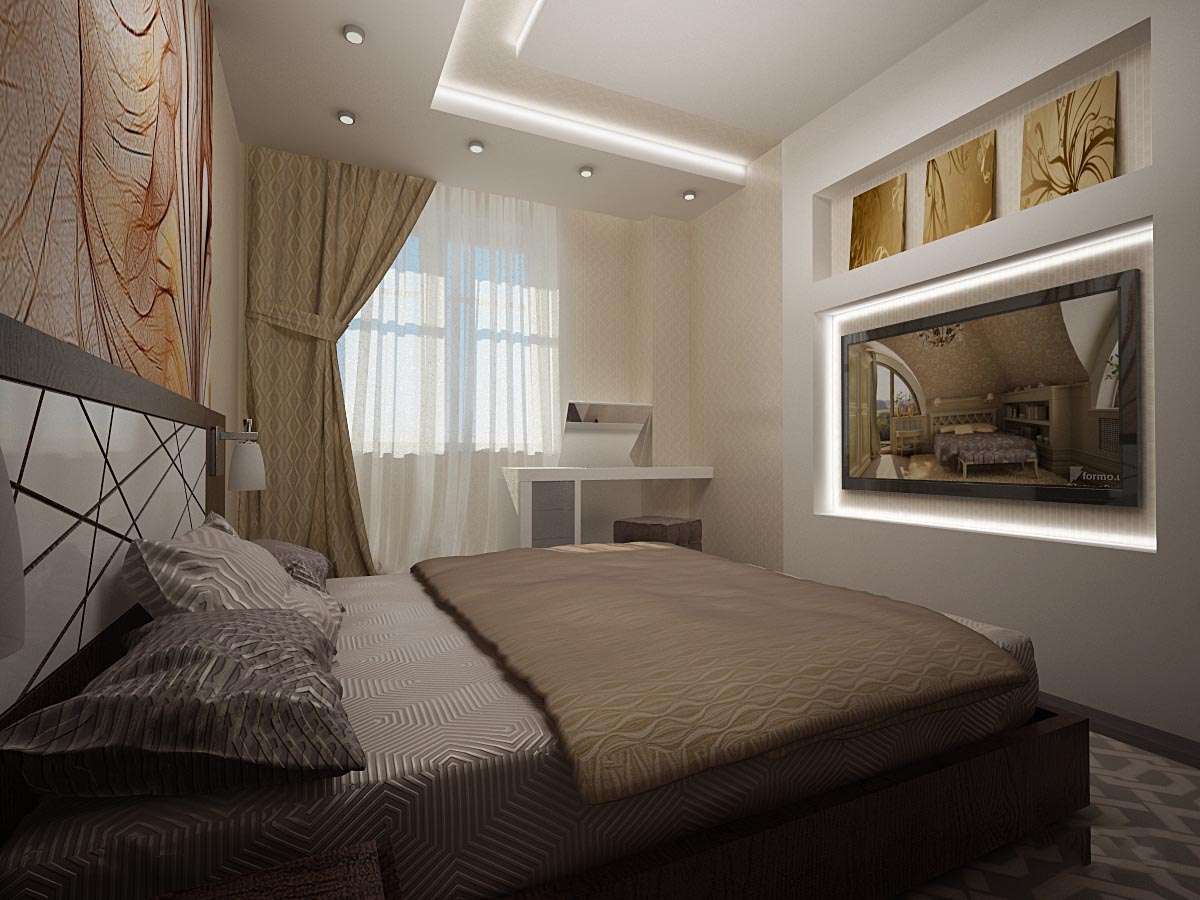 Дизайн спальни 10 кв м. Фото современного интерьера в хрущевке и �панельном доме