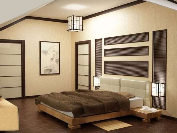 Освещение в спальне в японском стиле