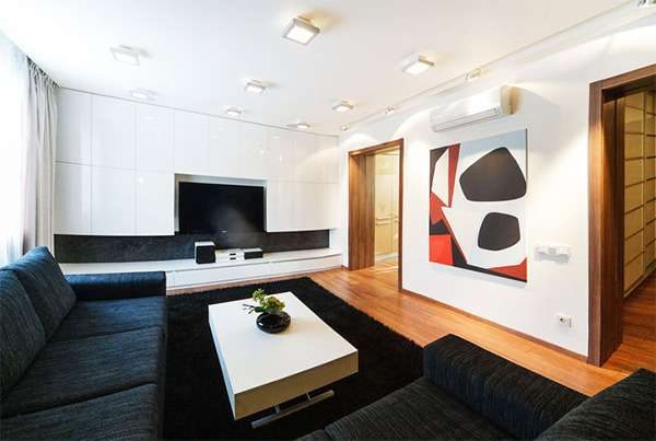 минимализм в интерьере гостиной 20 кв. метров