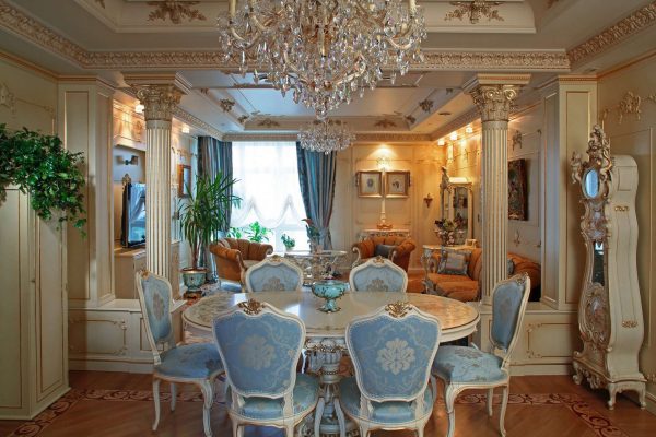 барокко в интерьере гостиной в классическом стиле