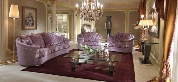 мебель лавандового цвета в гостиной классика