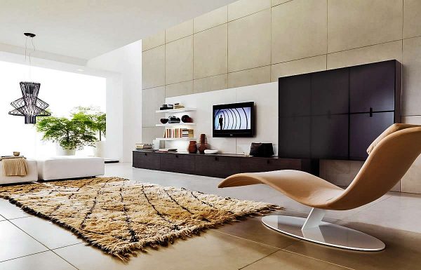 мебельная стенка в интерьере гостиной в стиле минимализм