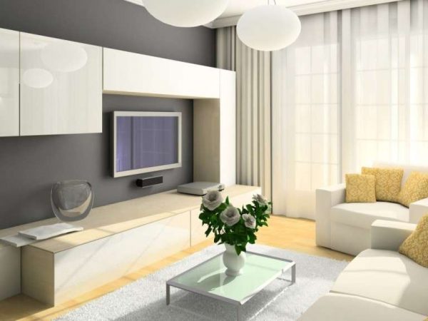 белая мебель в интерьере гостиной