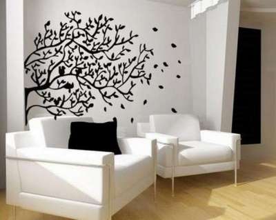 фотообои с изображением дерева в интерьре гостиной
