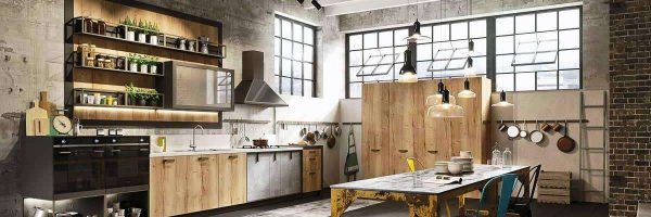 деревянный кухонный гарнитур лофт