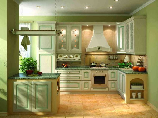 кухня оливкового цвета в стиле прованс