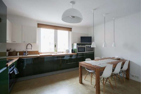 чёрно-белая кухня в стиле минимализм
