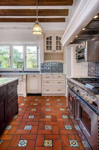 плитка на полу в интерьере кухни