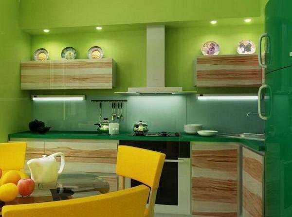 зеленая кухня в эко стиле 