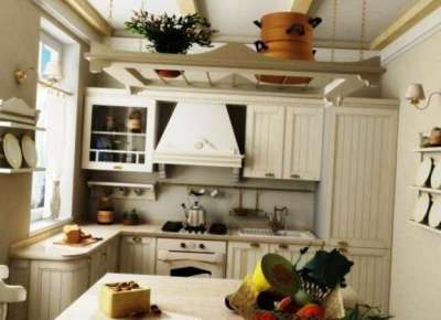 интерьер маленькой кухни в стиле кантри