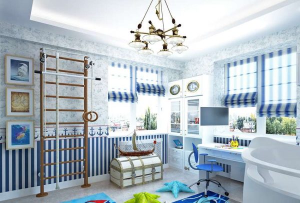 интерьер детской комнаты мальчика в морском стиле