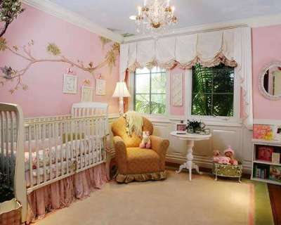 розовые обои для детской комнаты