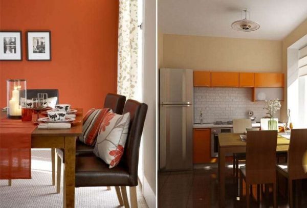 оранжевый цвет на кухне