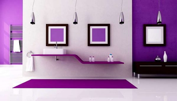 стильный интерьер ванной комнаты с покраской стен