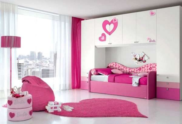 ковёр сердечко в интерьере детской комнаты девочки