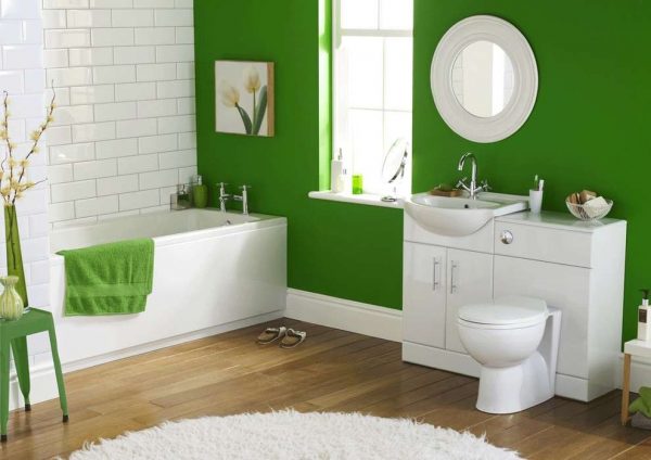 зелёная краска на стенах ванной комнаты