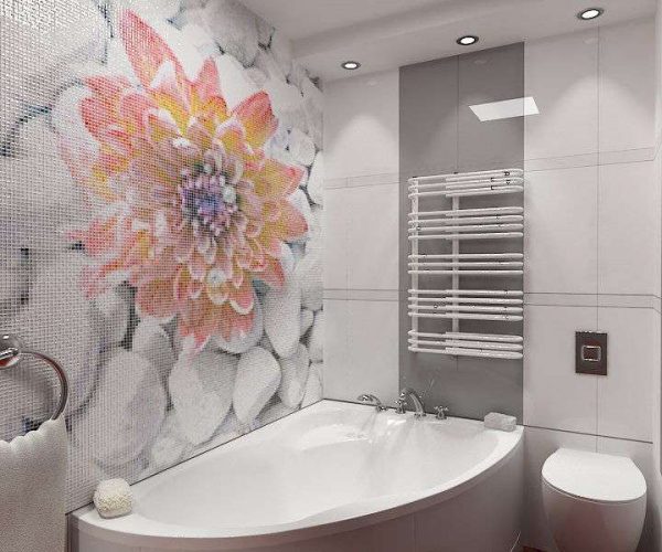 мозаика с цветами в ванной комнате