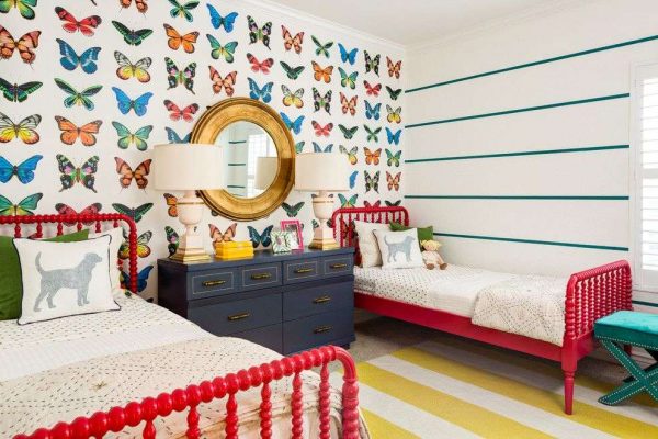 бабочки на обоях для детской комнаты девочек