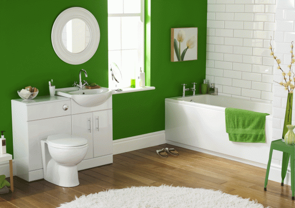зелёные стены в ванной
