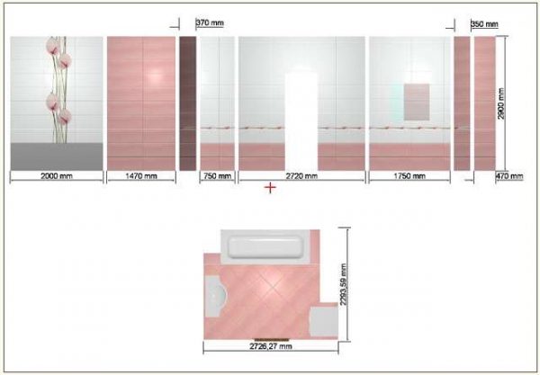 схема раскладки плитки в ванной