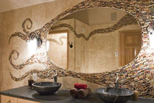 мозаичная раскладка в ванной плитки