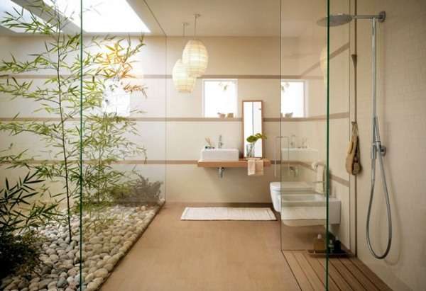 растения в интерьере ванной комнаты