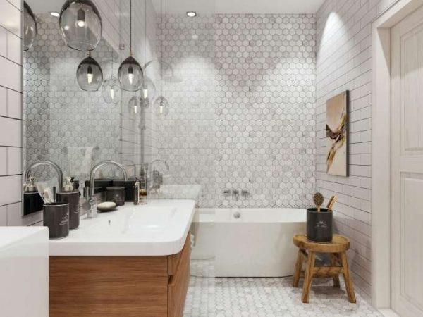 интерьер ванной комнаты в скандинавском стиле