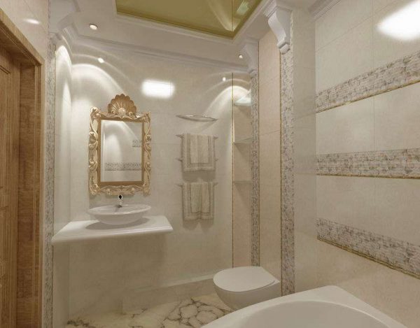 интерьер ванной комнаты в стиле классика с плиткой