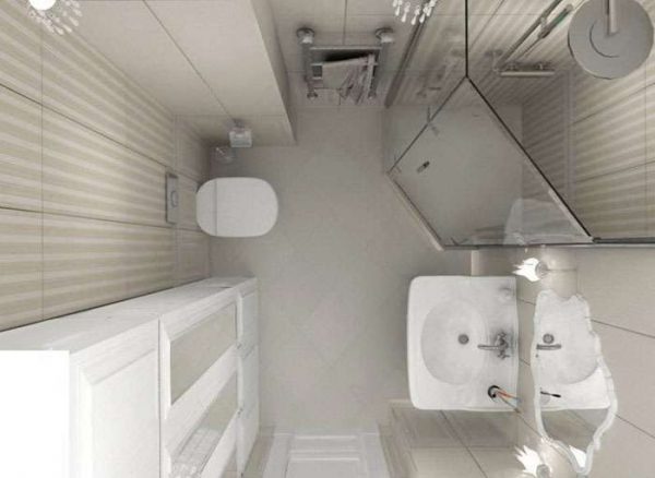 душевая кабина в маленькой ванной комнате