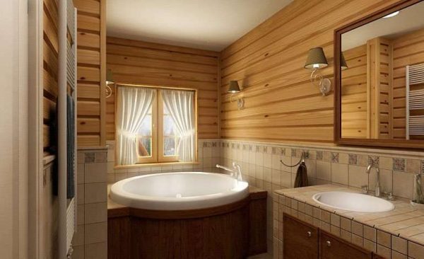 круглая ванна в деревянном доме
