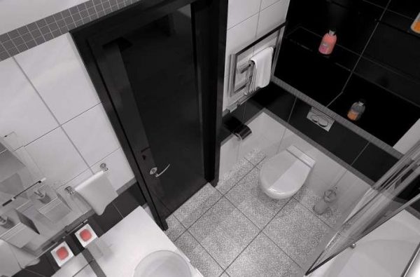 интерьер маленькой ванной комнаты с туалетом