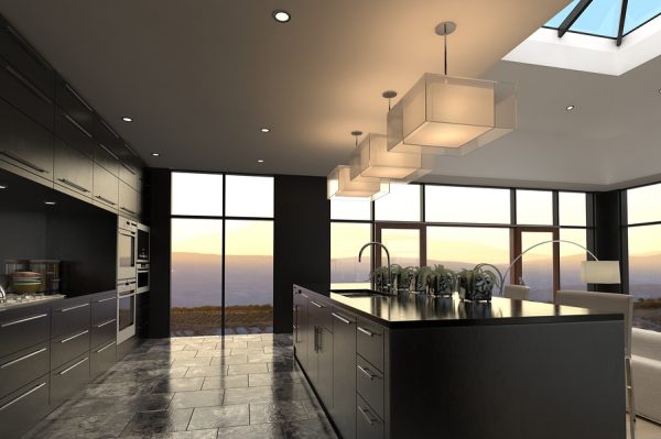 панорамные окна на кухне в частном доме