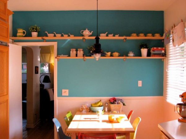 бирюзовые стены на кухне