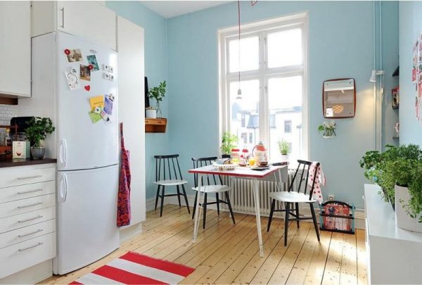 скандинавская синяя кухня