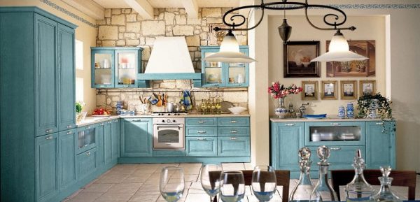 голубой прованс на кухне