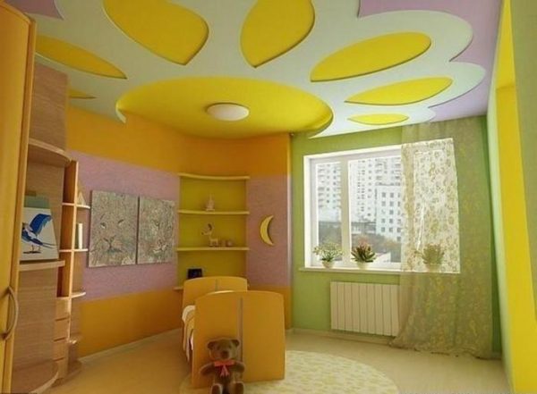 потолок солнечный в виде цветочка в детской 